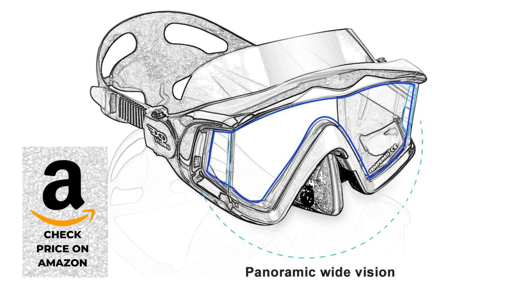 Adult Pano 3 Panoramic Premium Swimming Goggles with Nose Cover