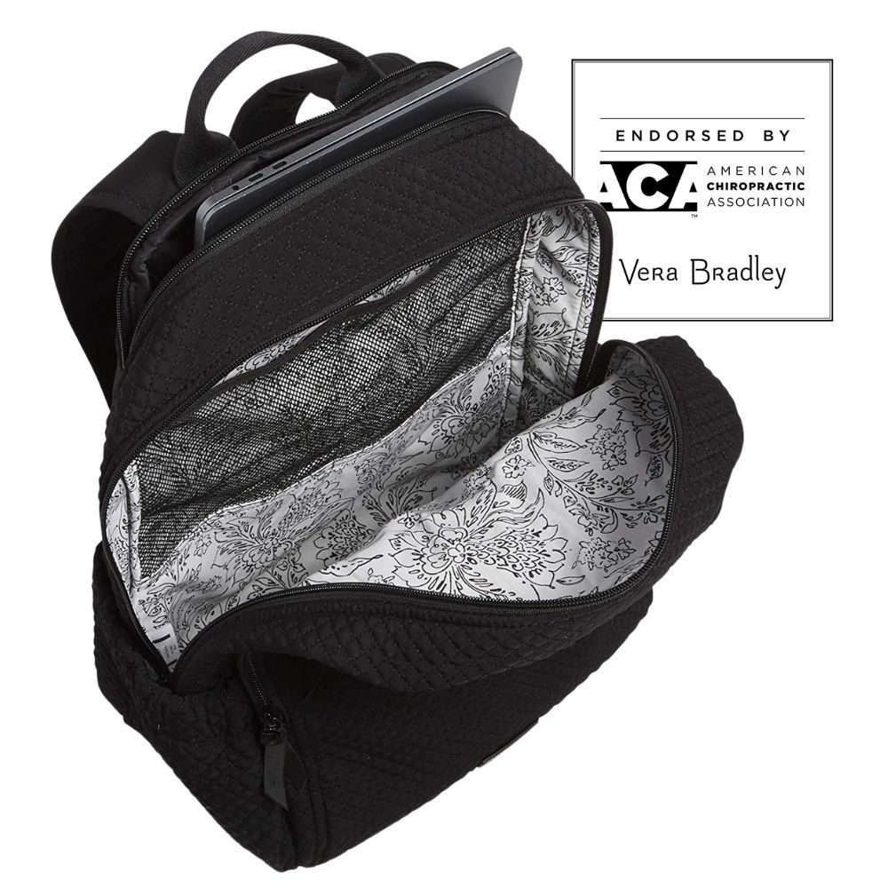 Lovely top loading Black Vera Bradley Backpack | Endorsed by the American Chiropractic Assoc.