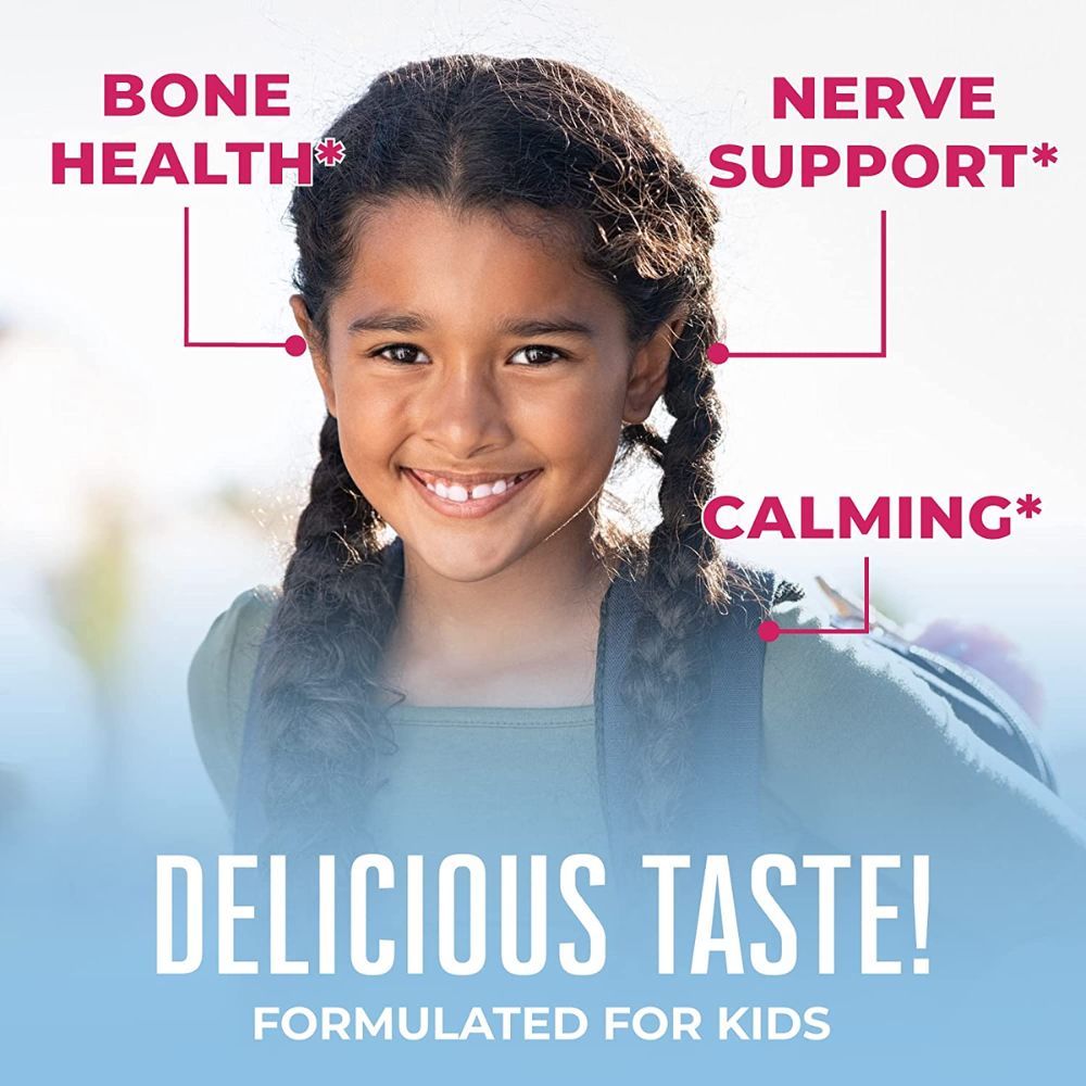 Healthy Young Girl promoting Mary Ruth's Magnesium Gummies for Kids ages 2+ years