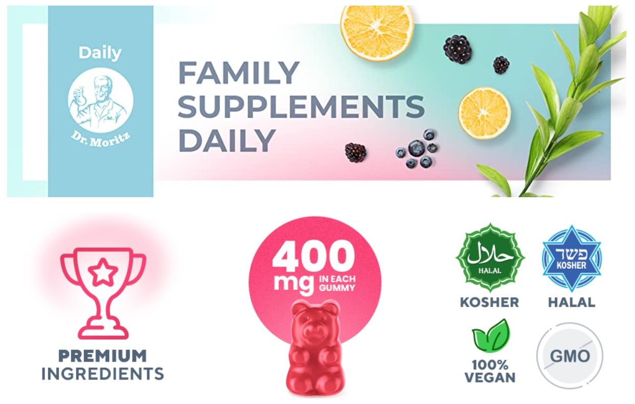 Family supplements Daily by Dr Moritz Sugar Free Magnesium Gummies