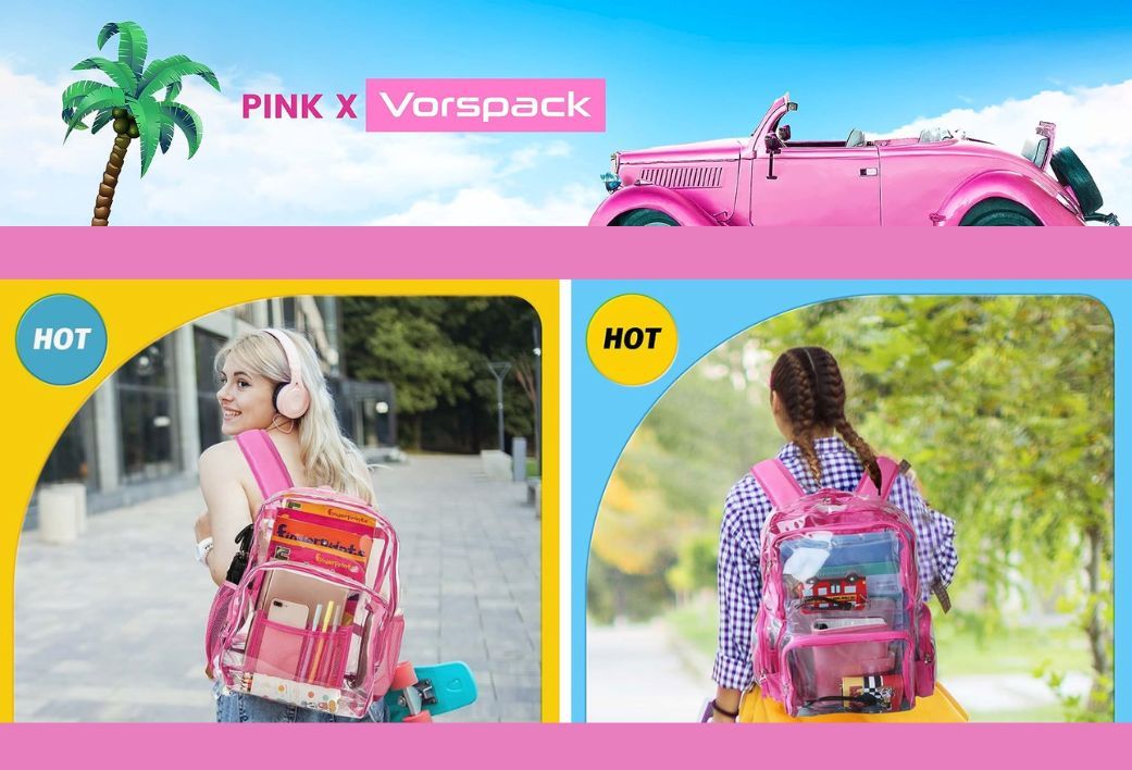 Clear Backpacks with PINK Trim - of course!