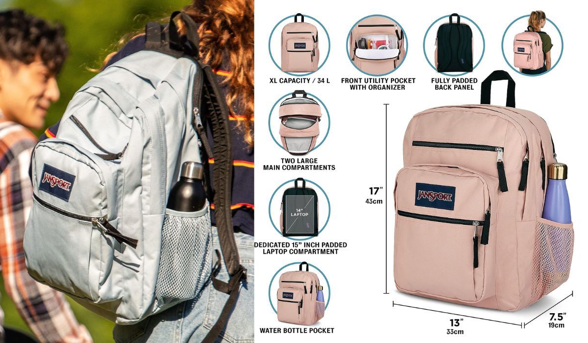 features of the Jansport Big Laptop backpack for college
