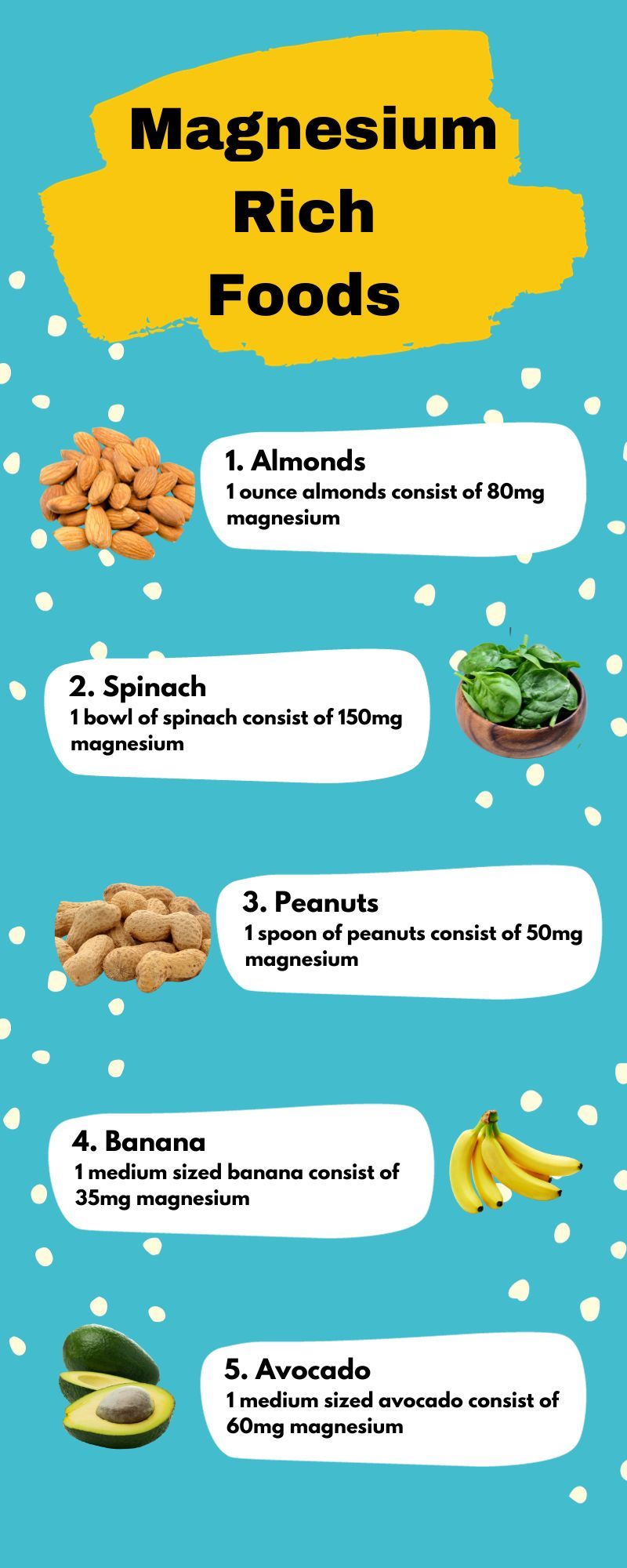INFOGRAPHIC: 5 Magnesium Rich Foods you can easily add to your diet everyday.