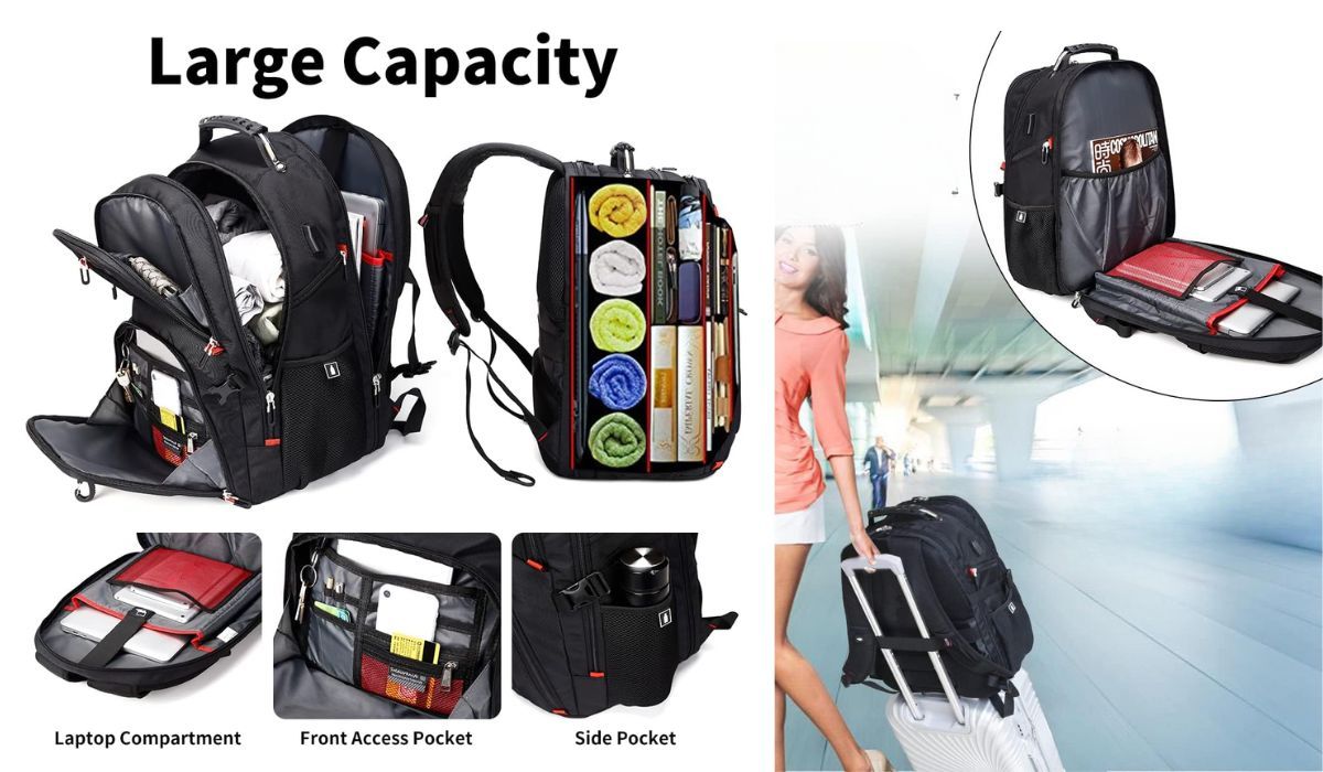 showing large capacity of the backpack