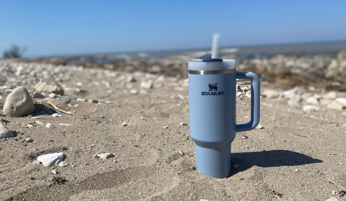 A Stanley Cup with double wall insulation, perfect for keeping your drinks cold in the hot sun for hours
