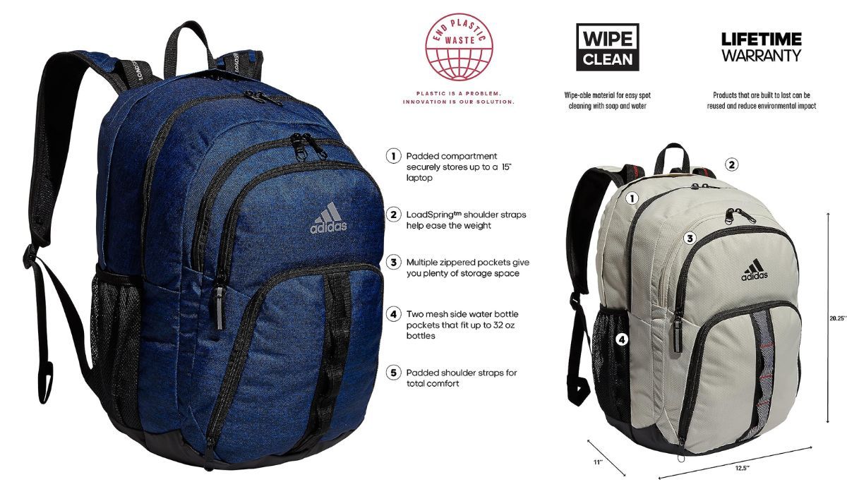 features of the Adidas Prime 6 backpack