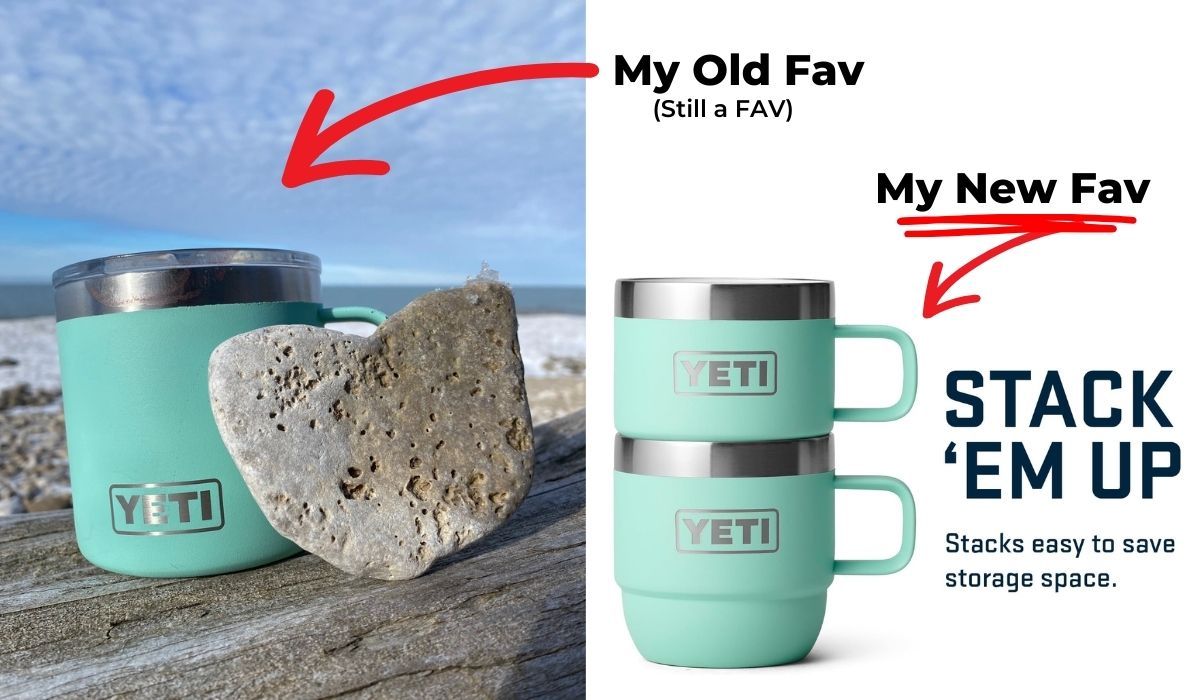 YETI Mugs 14 oz and 6 oz in seafoam color