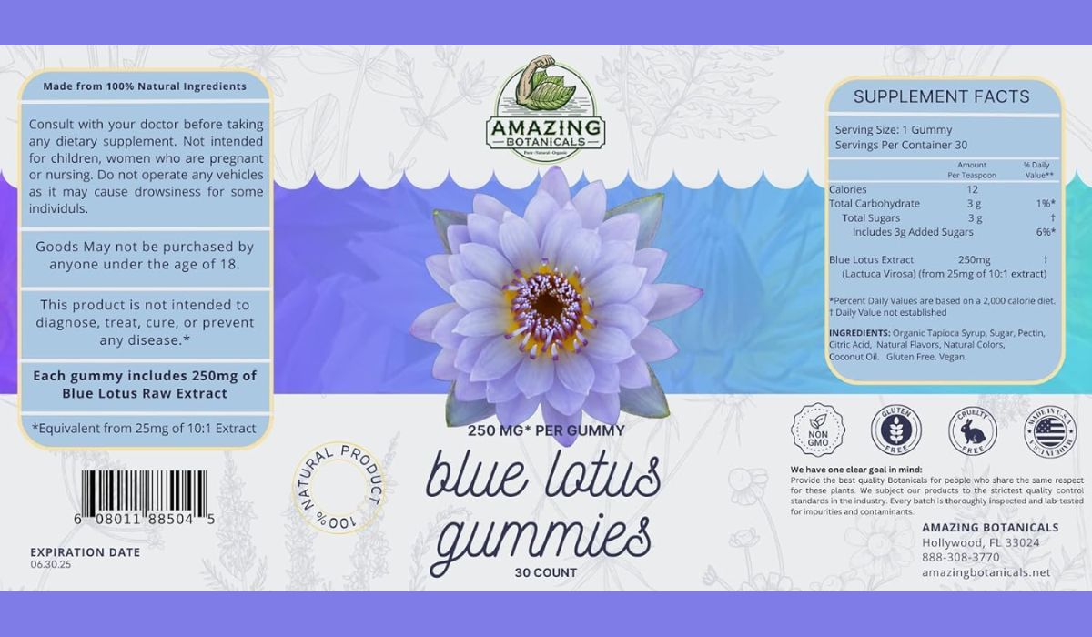 Herbal Supplement - Amazing Botanicals Blue Lotus Gummies – Premium Relaxation & Calm Support