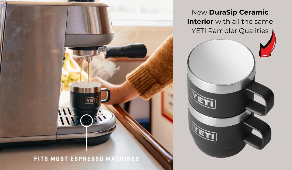 Enjoy your espresso coffee in style with new Yeti Rambler Stackable coffee cup with ceramic lining