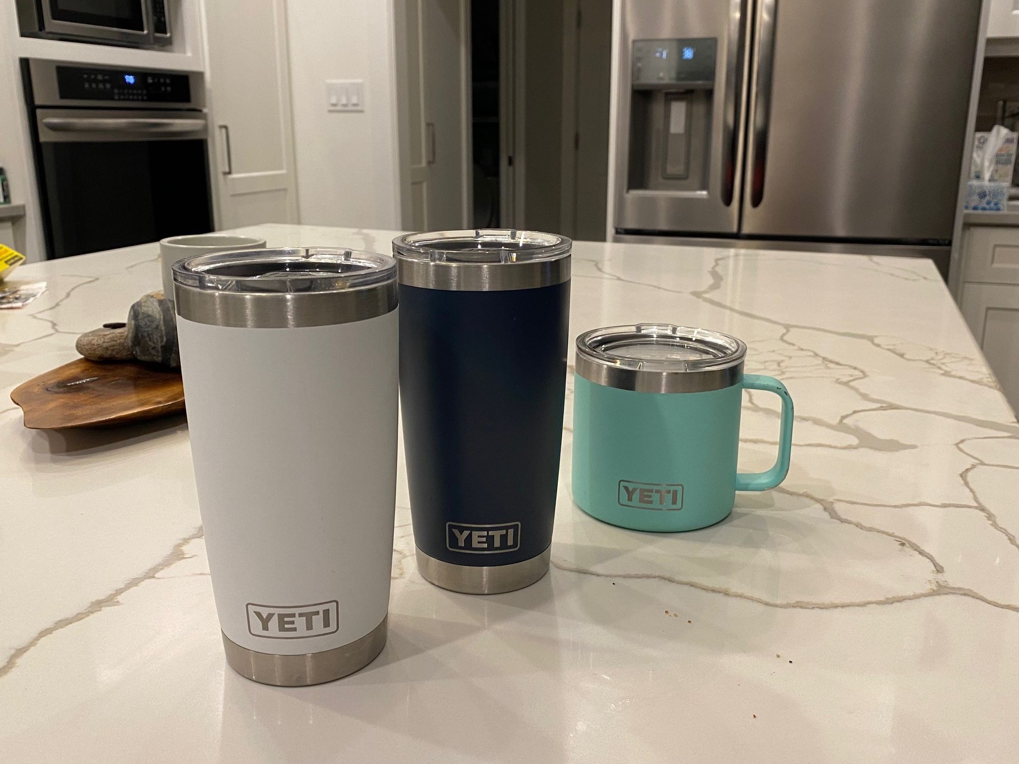 The popular 20 oz Yeti Rambler Tumbler (no handle) with over 110,000 reviews on Amazon!