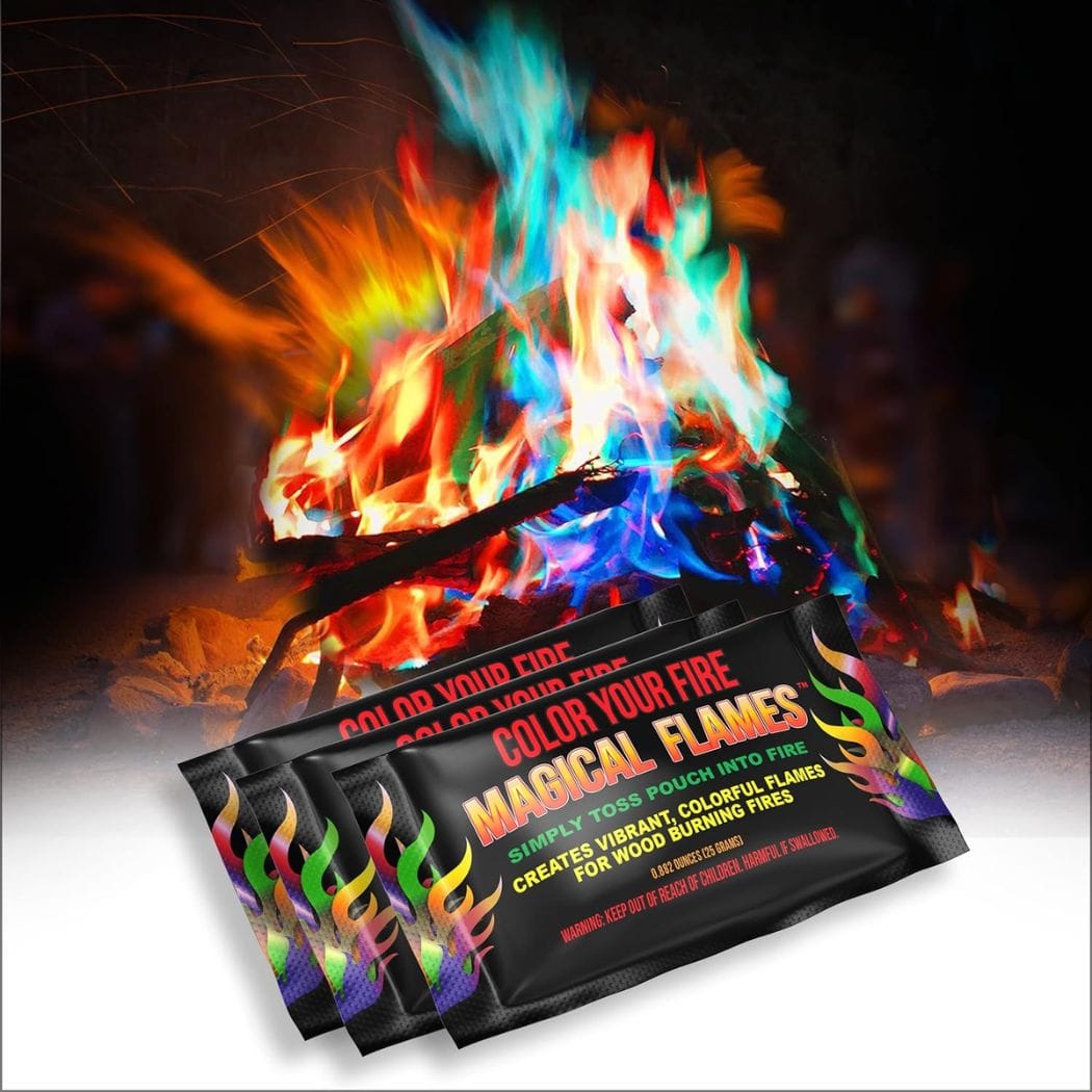 Magical Flames colorful fire starter packs available on Amazon