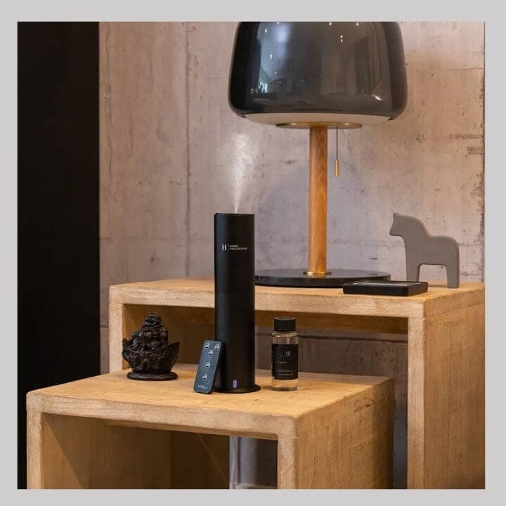 Studio Scent Diffuser in living room on side table | Placement is key in the room to maximize scent