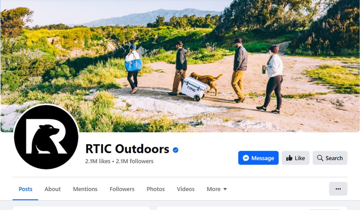 RTIC Outdoors is YETI's main competitor in the Cooler market with 2.1M followers on FB alone.