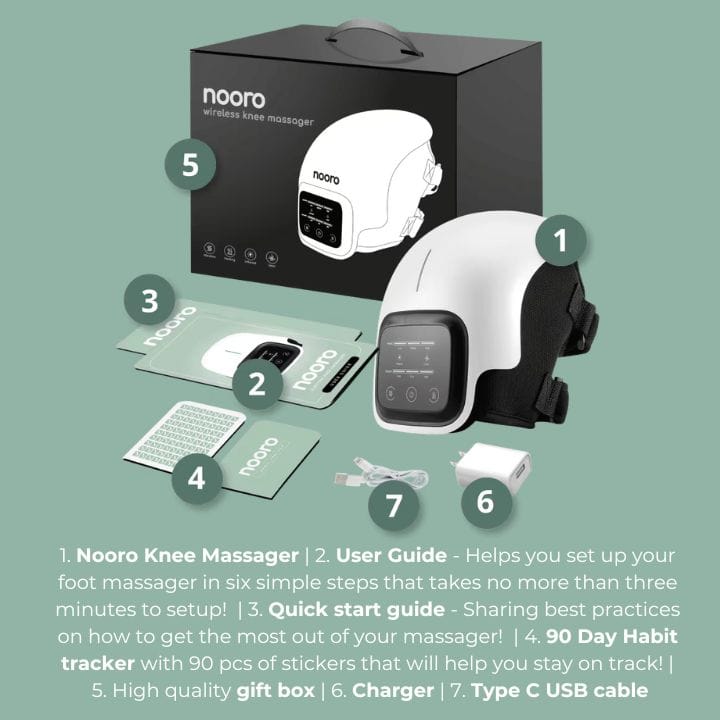 Unboxing the contents of the Nooro Knee Massager package
