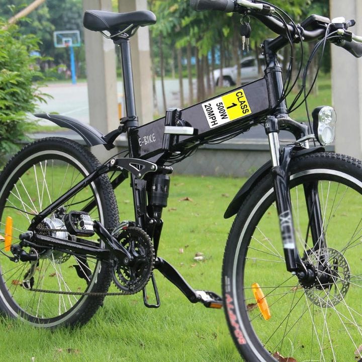 class 1 sticker on ebike indicating compliance