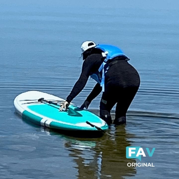 Founder of FAV Reviews heads out onto Lake Huron her Adventure Paddle Board