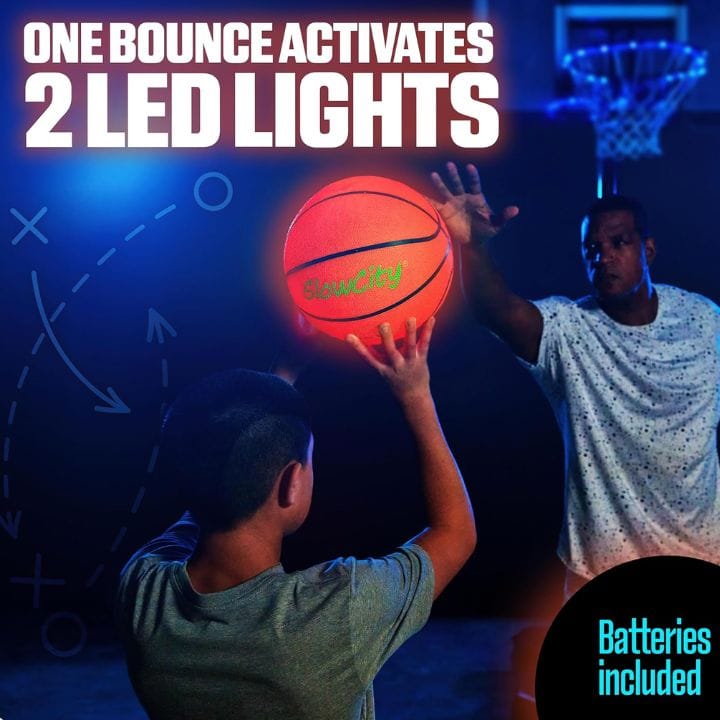 Glow City glow in the dark regulation size basketball available on Amazon