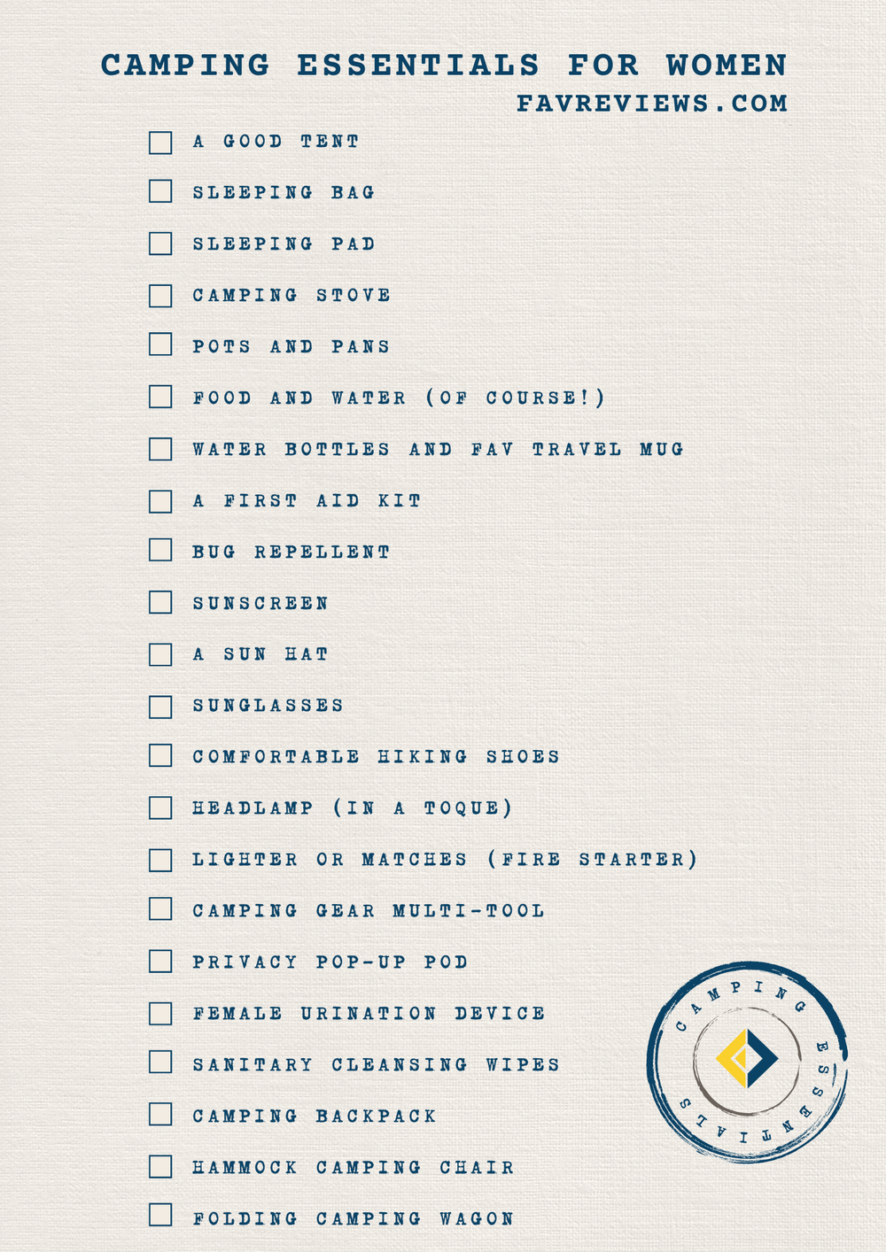 A Simple Checklist Camping Essentials for Women